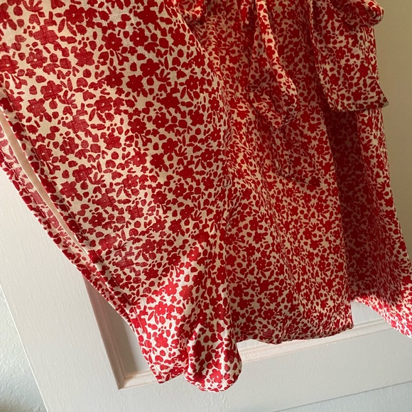 Anthropologie Izzy Romper Open Back Red Floral Cotton Boho Size L - Picture 5 of 10